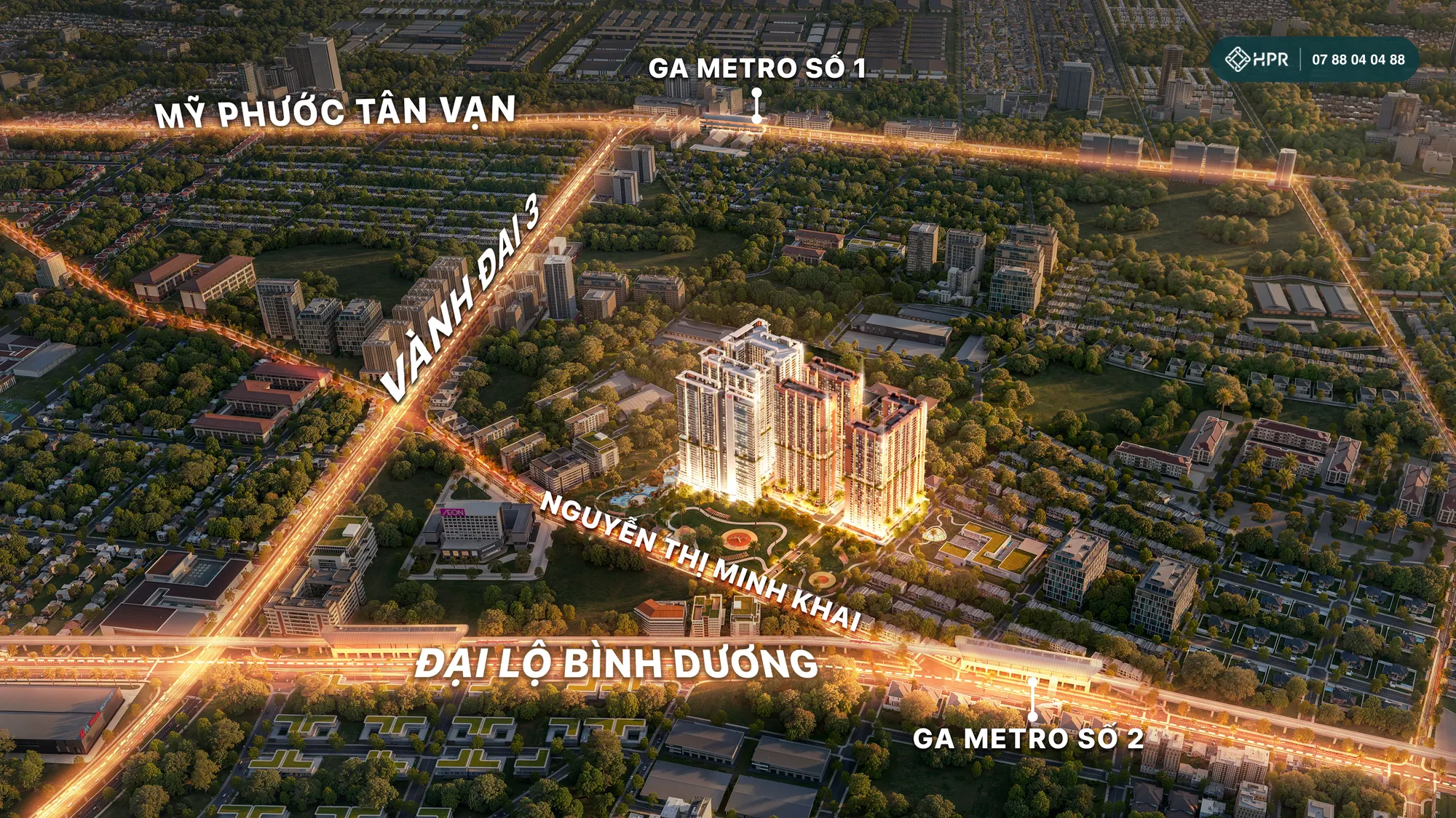 Sơ đồ kết nối Monrei Saigon với Vành đai 3, Đại lộ Bình Dương và các ga metro theo quy hoạch